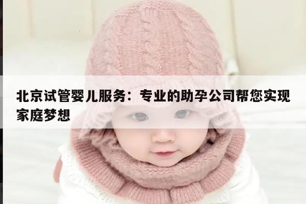 北京试管婴儿服务：专业的助孕公司帮您实现家庭梦想