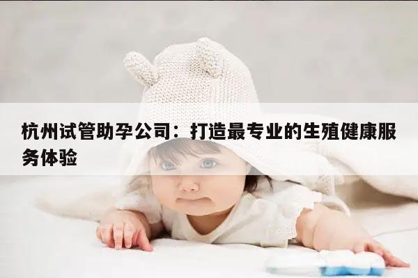 杭州试管助孕公司：打造最专业的生殖健康服务体验